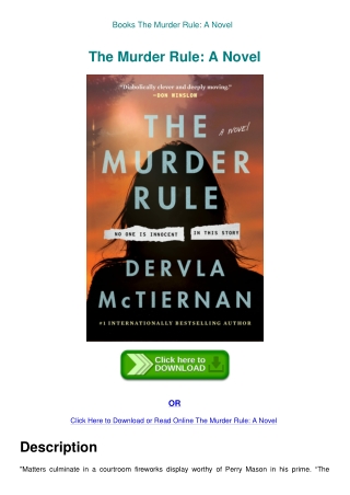 Books The Murder Rule A Novel