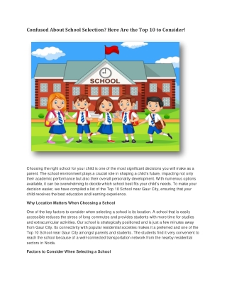 Confused About School Selection? Here Are the Top 10 to Consider!