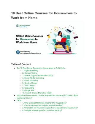 10 best online courses for housewives to work