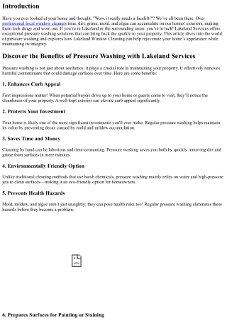 Discover the Benefits of Pressure Washing with Lakeland Services