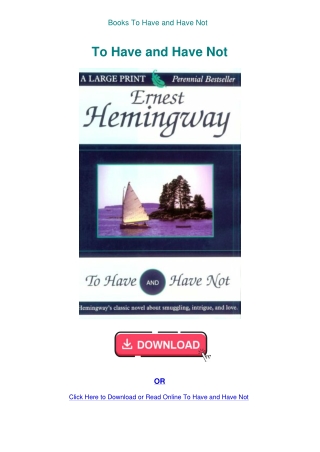Books To Have and Have Not