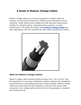 A Guide to Medium Voltage Cables