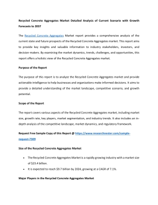 Recycled Concrete Aggregates Market Size 2037