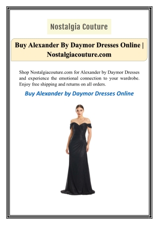 Buy Alexander By Daymor Dresses Online | Nostalgiacouture.com