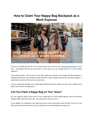 How to Claim Your Nappy Bag Backpack as a Work Expense