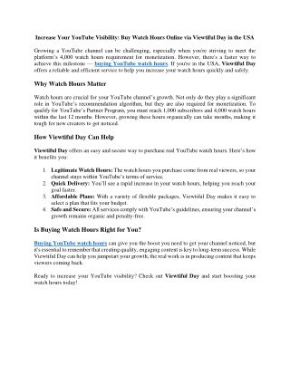 increase your youtube visibility buy watch hours