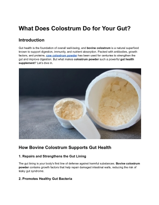 What does colostrum do for your gut?