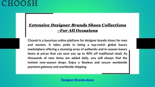 Extensive Designer Brands Shoes Collections –For All Occasions