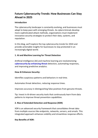 Future Cybersecurity Trends: How Businesses Can Stay Ahead in 2025
