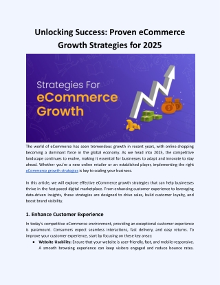 Unlocking Success: Proven eCommerce Growth Strategies for 2025