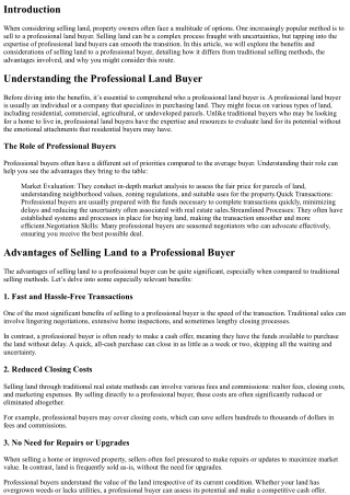 We Buy Land: The Benefits of Selling to a Professional Buyer