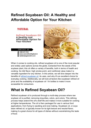 Refined Soyabean Oil_ A Healthy and Affordable Option for Your Kitchen