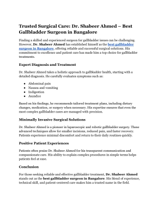 Trusted Surgical Care_ Dr. Shabeer Ahmed – Best Gallbladder Surgeon in Bangalore