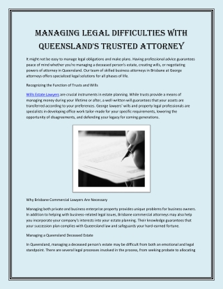 Managing Legal Difficulties with Queensland's Trusted Attorney