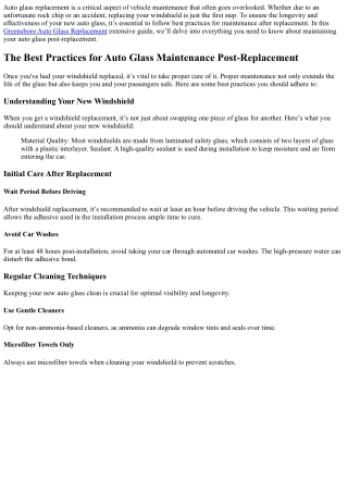 auto glass replacement is a critical aspect