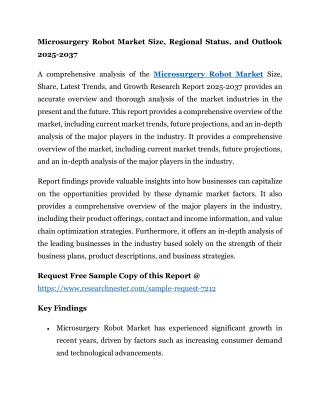 microsurgery robot market size regional status