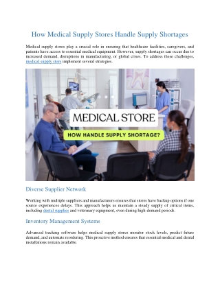 How Medical Supply Store Handle Supply Shortages?