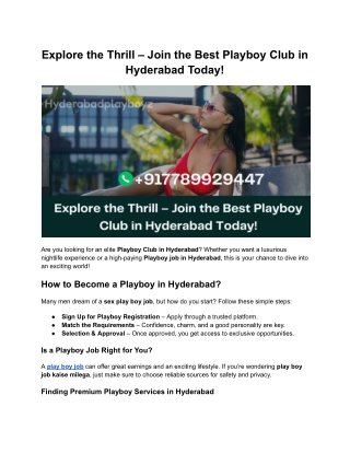 Explore the Thrill – Join the Best Playboy Club in Hyderabad Today