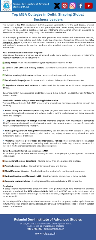 Global Business Exposure with Top MBA Colleges in Delhi