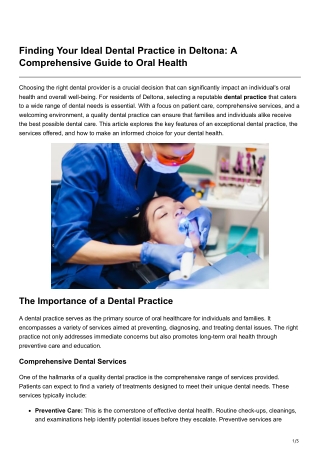 Finding Your Ideal Dental Practice in Deltona A Comprehensive Guide to Oral Health