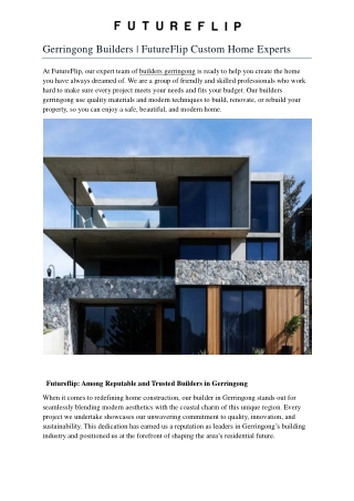 Gerringong Builders | FutureFlip Custom Home Experts