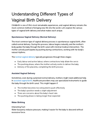 Understanding Different Types of Vaginal Birth Delivery