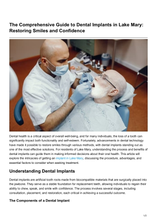 The Comprehensive Guide to Dental Implants in Lake Mary Restoring Smiles and Confidence