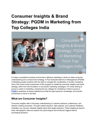 Consumer Insights & Brand Strategy_ PGDM in Marketing from Top Colleges India
