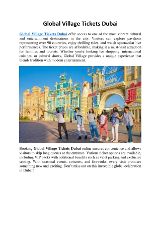 Global Village Tickets Dubai