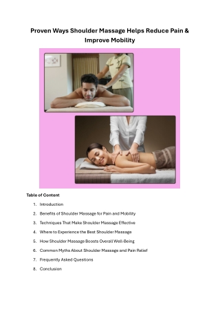 Proven Ways Shoulder Massage Helps Reduce Pain and mobility