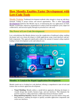 Mendix Online Training Institute in Hyderabad - Visualpath