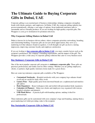 The Ultimate Guide to Buying Corporate Gifts in Dubai