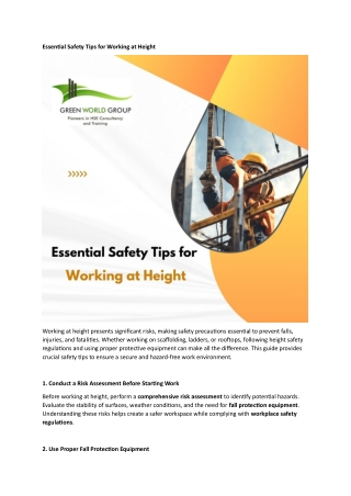Essential Safety Tips for Working at Height