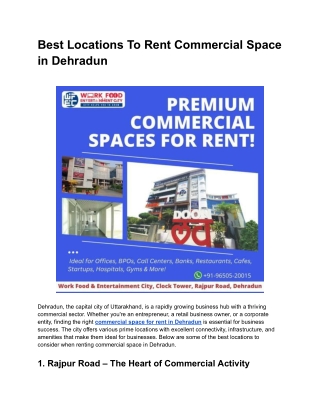 Best Locations To Rent Commercial Space in Dehradun