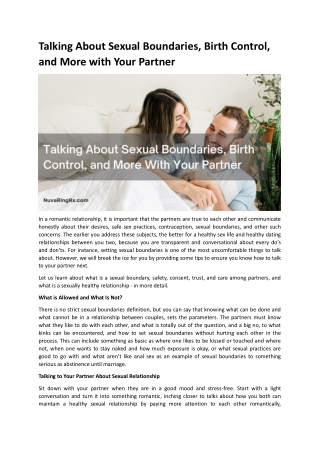 Talking About Sexual Boundaries, Birth Control, and More with Your Partner