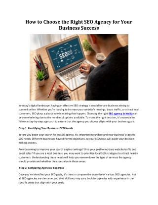 How to Choose the Right SEO Agency for Your Business Success