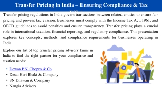 Transfer Pricing in India – Ensuring Compliance & Tax Efficiency