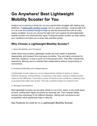 go anywhere best lightweight mobility scooter