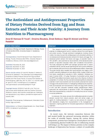 The Antioxidant and Antidepressant Properties of Dietary Proteins Derived from E
