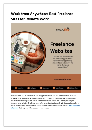 Work from Anywhere Best Freelance Sites for Remote Work