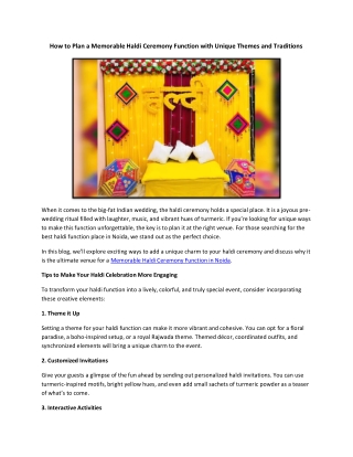 How to Plan a Memorable Haldi Ceremony Function with Unique Themes and Traditions