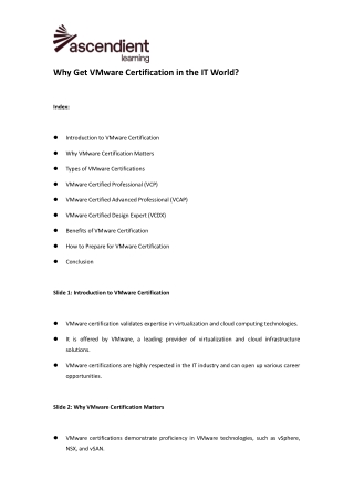 why get vmware certification in the it world