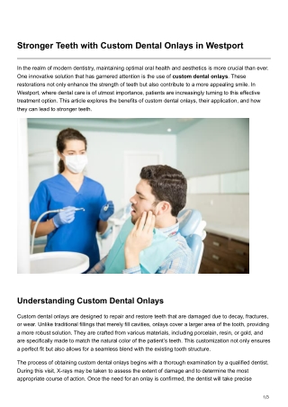Stronger Teeth with Custom Dental Onlays in Westport