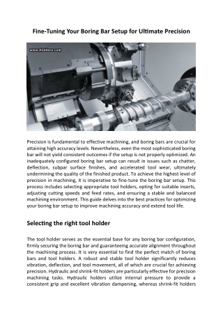 Fine-Tuning Your Boring Bar Setup For Ultimate Precision