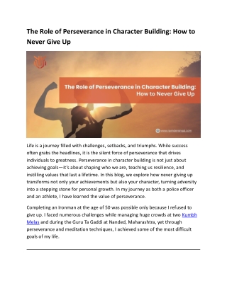 The Role of Perseverance in Character Building: How to Never Give Up