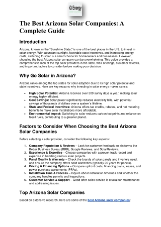 The Best Arizona Solar Companies