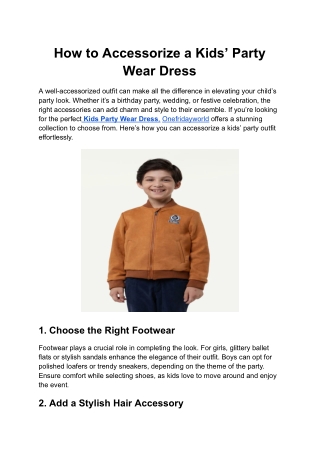 How to Accessorize a Kids’ Party Wear Dress