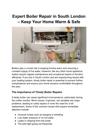 Expert Boiler Repair in South London