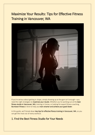 Maximize Your Results Tips for Effective Fitness Training in Vancouver, WA
