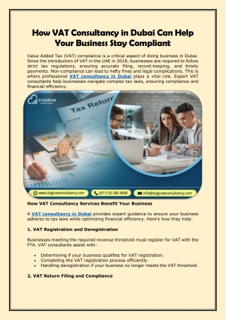 How VAT Consultancy in Dubai Can Help Your Business Stay Compliant